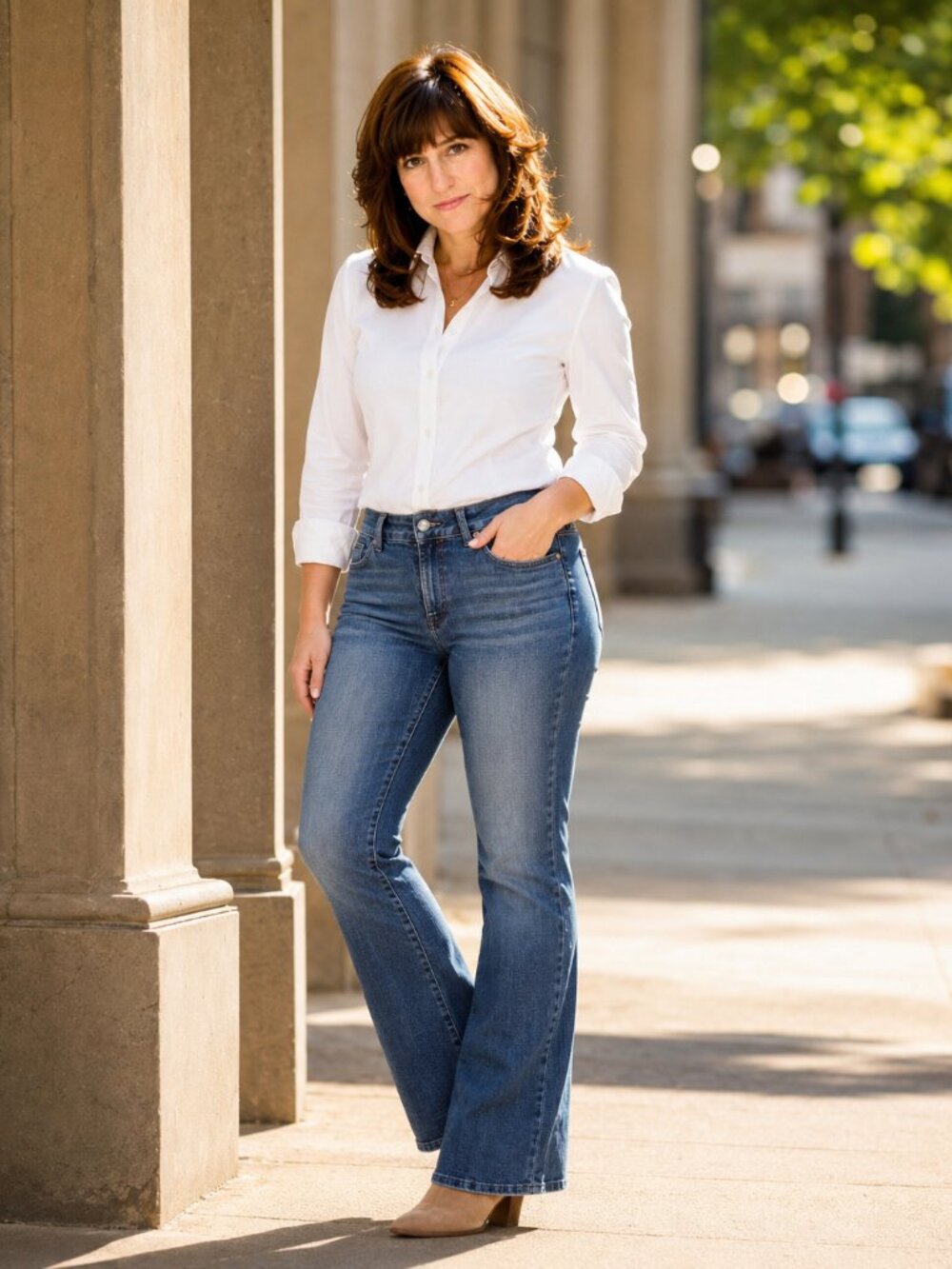 White House Black Market Women's Bootcut Jeans 14S Medium Wash Stretch Denim - Picture 2 of 5